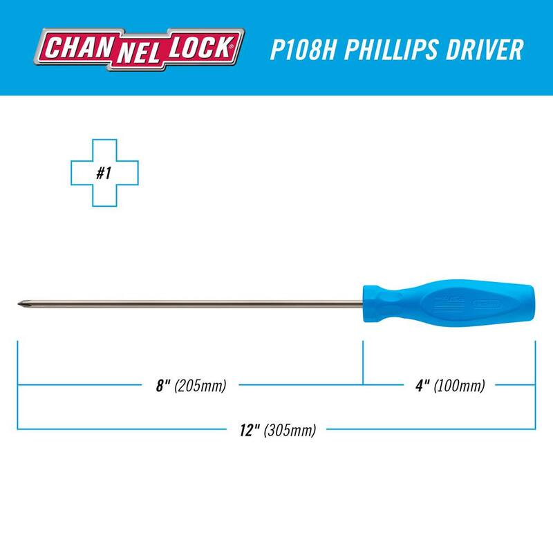Destornillador Phillips #1 de 8 pulgadas con mango de tres lóbulos - P108H
