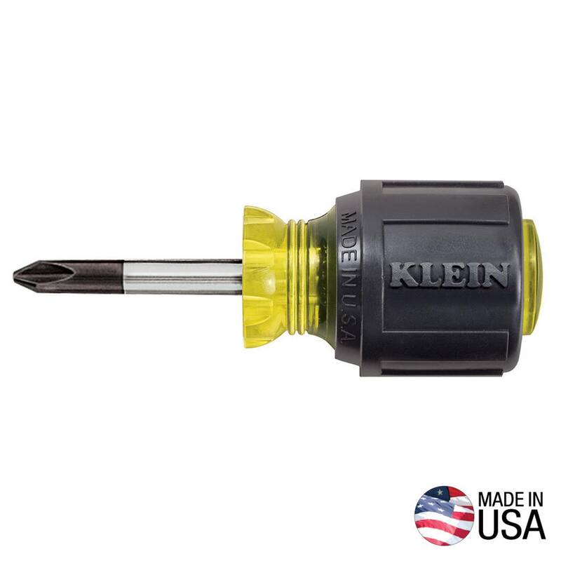 Klein Tools #2 Destornillador Phillips de Cabeza Profilada con Vástago Redondo de 1-1/2 pulgadas - Mango de Agarre Acolchado - 603-1