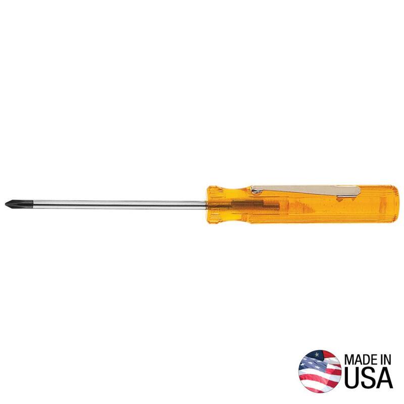 Klein Tools #0 Destornillador con punta Phillips-Tip y clip de bolsillo con vástago redondo de 2-1/2 pulgadas - P12