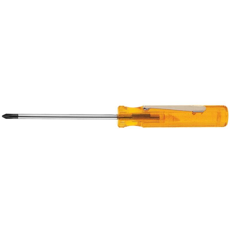 Klein Tools #0 Destornillador con punta Phillips-Tip y clip de bolsillo con vástago redondo de 2-1/2 pulgadas - P12