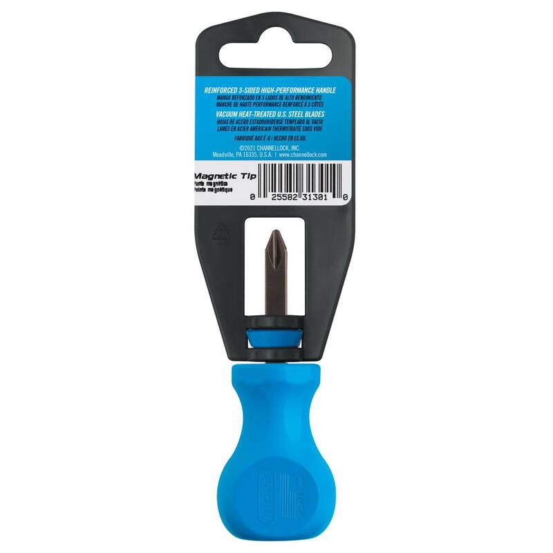 Destornillador Phillips corto de 1.5 pulgadas con mango Tri-Globe - P201H de Channellock