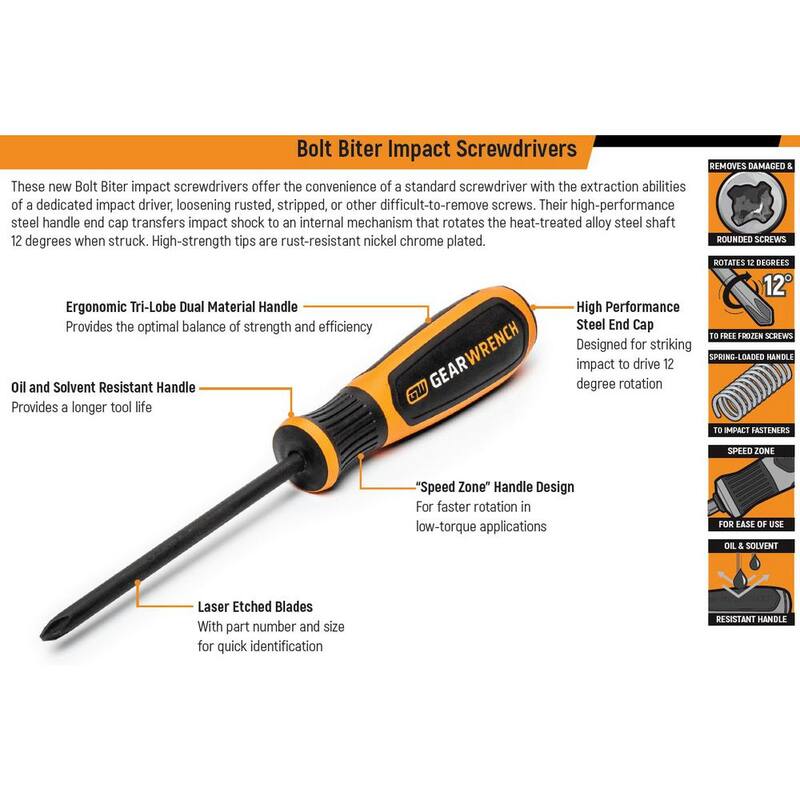 Desatornillador extractor dual de material de 4 pulgadas GEARWRENCH Bolt Biter #2 Phillips - 86091