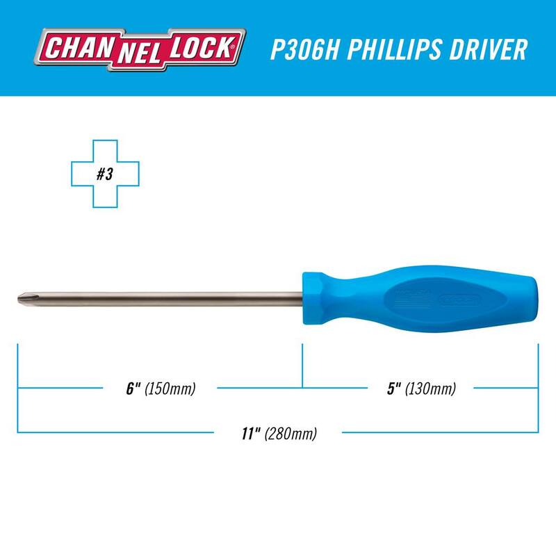 Destornillador Phillips magnético con punta de 6 pulgadas y mango trilobular - P306H