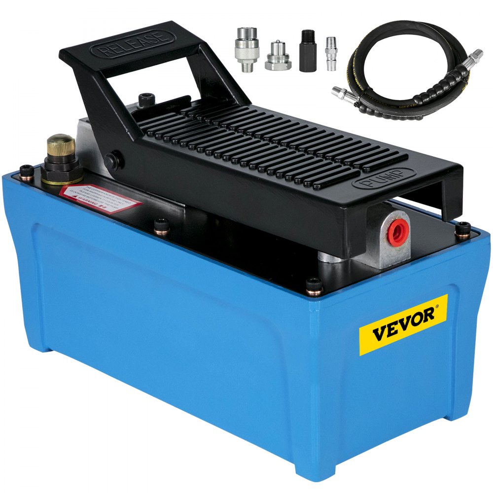 VEVOR Air Hydraulic Pump 10000 PSI Air Over Hydraulic Pump 1/2 Gal Reservoir Air Treadle Foot Actuated Hydraulic Pump 3/8" NPT with 6.56 ft Hose 2 Connector Single Acting for Car Repair (Blue) - BTQBTYYJTBLSK0001V0