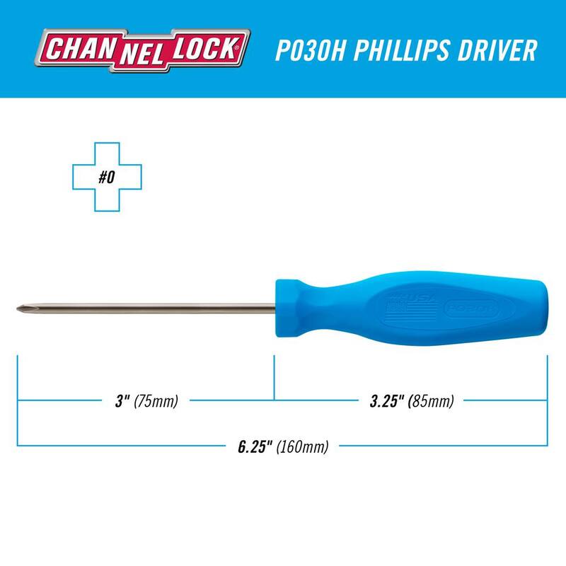 Destornillador de estrella Channellock de 3 pulgadas con mango azul de tres lóbulos - P030H