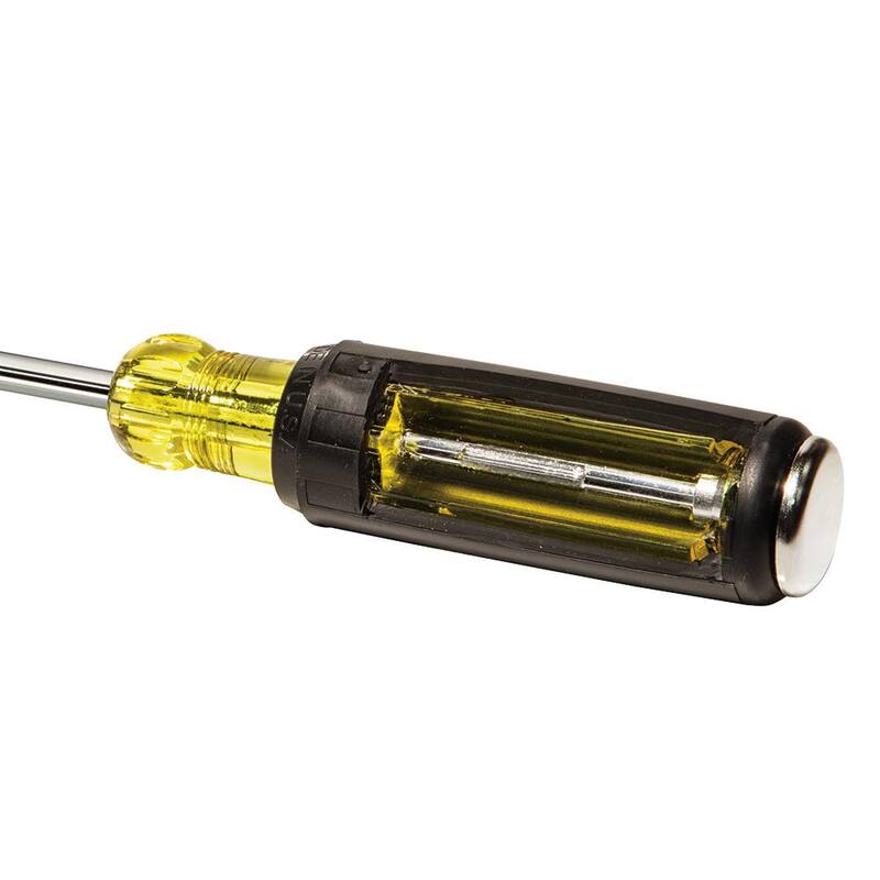 Klein Tools. Destornillador de demolición de cabeza plana con punta tipo Keystone de 5/16 pulg. con mango redondo de 6 pulg. - 602-7DD