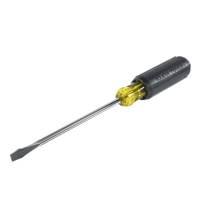 Klein Tools. Destornillador de demolición de cabeza plana con punta tipo Keystone de 5/16 pulg. con mango redondo de 6 pulg. - 602-7DD
