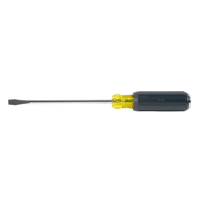 Klein Tools. Destornillador de demolición de cabeza plana con punta tipo Keystone de 5/16 pulg. con mango redondo de 6 pulg. - 602-7DD