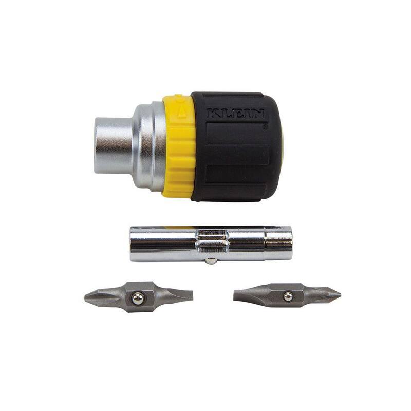 Herramienta de 6 en 1 con mango de agarre acolchonado y trinquete - Destornillador corto de Klein Tools - 32593