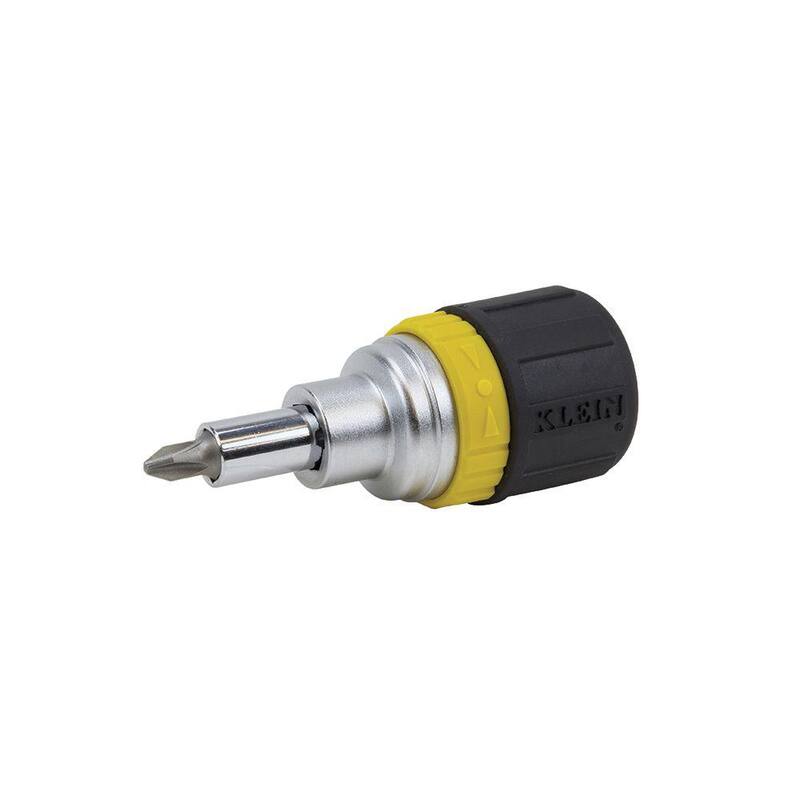 Herramienta de 6 en 1 con mango de agarre acolchonado y trinquete - Destornillador corto de Klein Tools - 32593