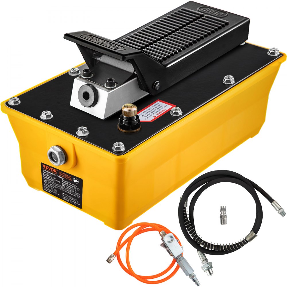 VEVOR Air Hydraulic Pump, 10,000 PSI Hydraulic Foot Pump, 0.6 Gal Reservoir Foot Operated Air/Hydraulic Pump, with Hose and Spray Gun for Heavy Machinery Rigging, Auto Repair, Auto Body Frame Machines - QDYYBHSBD2.3L9FR9V0