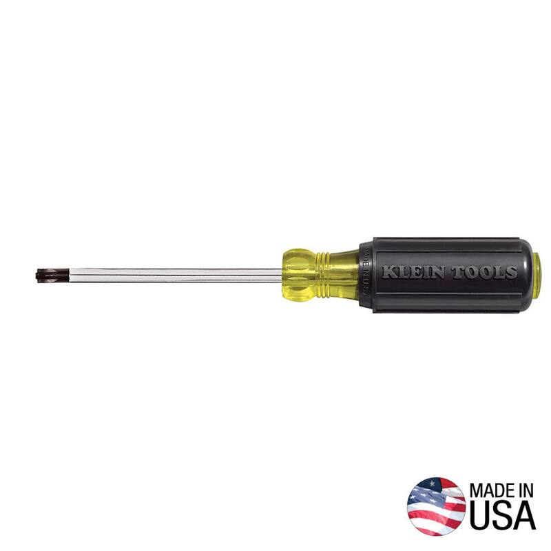 Destornillador de punta combinada #2 de Klein Tools con mango de agarre acolchonado y punta redonda de 4 pulgadas - 7324