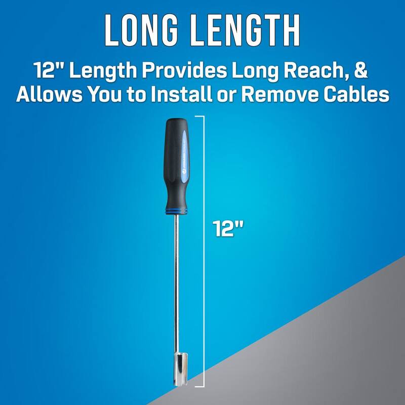 Conector BNC de 12 pulgadas con destornillador de mango negro/azul - RBNC-12 de JONARD TOOLS.