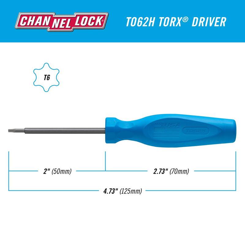 Destornillador de Torx T6 de 6 pulgadas de Channellock con mango de alto rendimiento de 3 lados - T062H