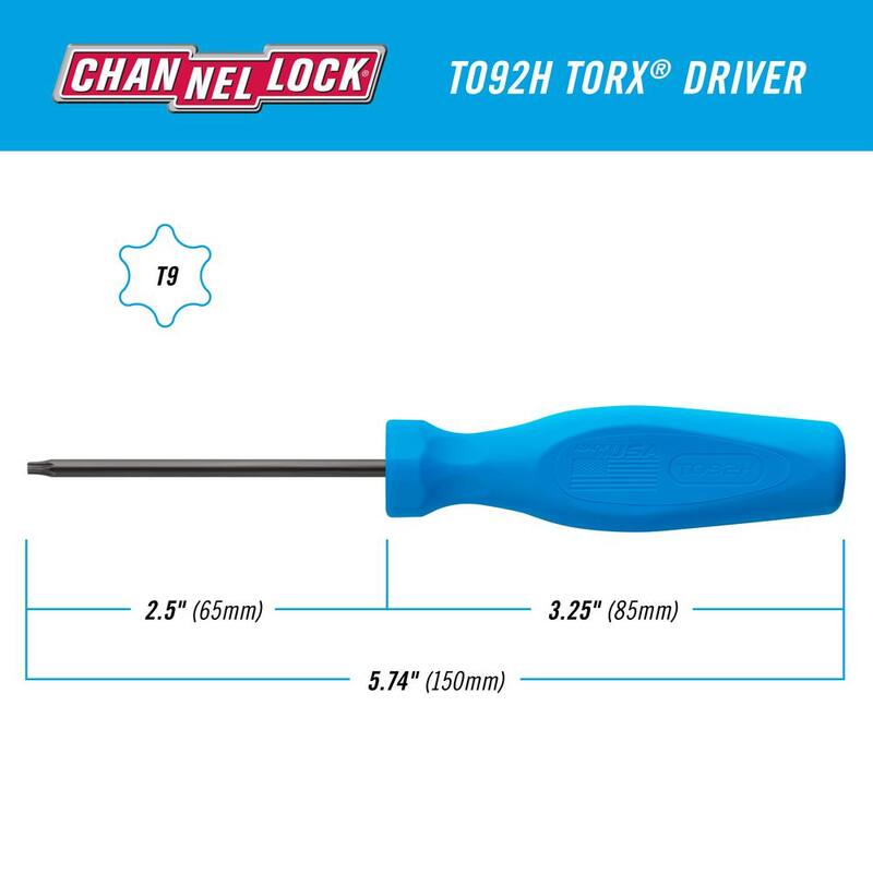 Destornillador Torx T9 de 2.5 pulgadas de Channellock con mango de alto rendimiento de 3 lados - T092H