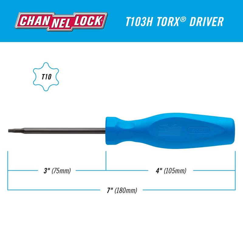 Destornillador Torx T10 de 3 pulgadas Channellock con mango de alto rendimiento de 3 lados - T103H