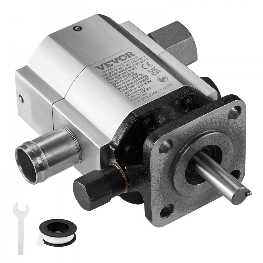 VEVOR Hydraulic Log Splitter Pump, 11GPM, 2 Stage 3000PSI Wood Log Splitter Pump, 1'' Inlet 1/2'' NPT Outlet 3600 RPM Aluminum Hydraulic Gear Pump, for Small Engine Mounting Log Splitters Snowplow - YYPMB11GPM30NG41YV0