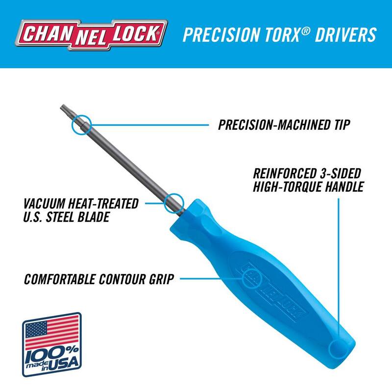Desarmador Torx T7 de 2 pulgadas Channellock con mango de alto rendimiento de 3 lados - T072H