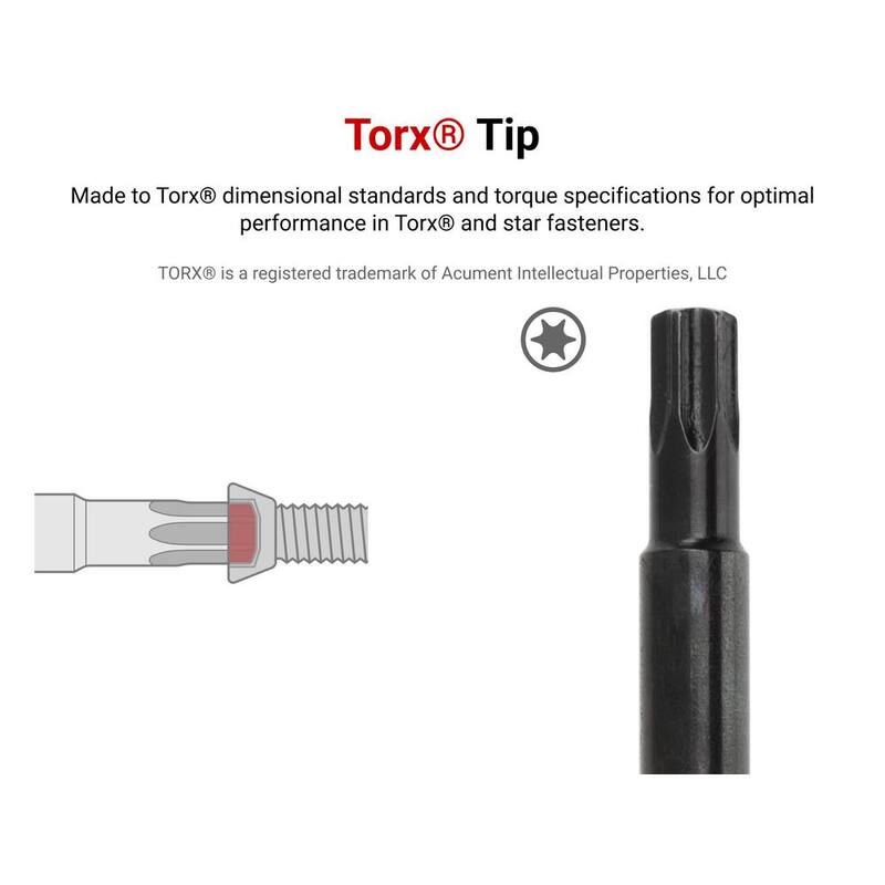 Destornillador TEKTON T15 Torx con mango resistente (hoja de óxido negro) - DST11150