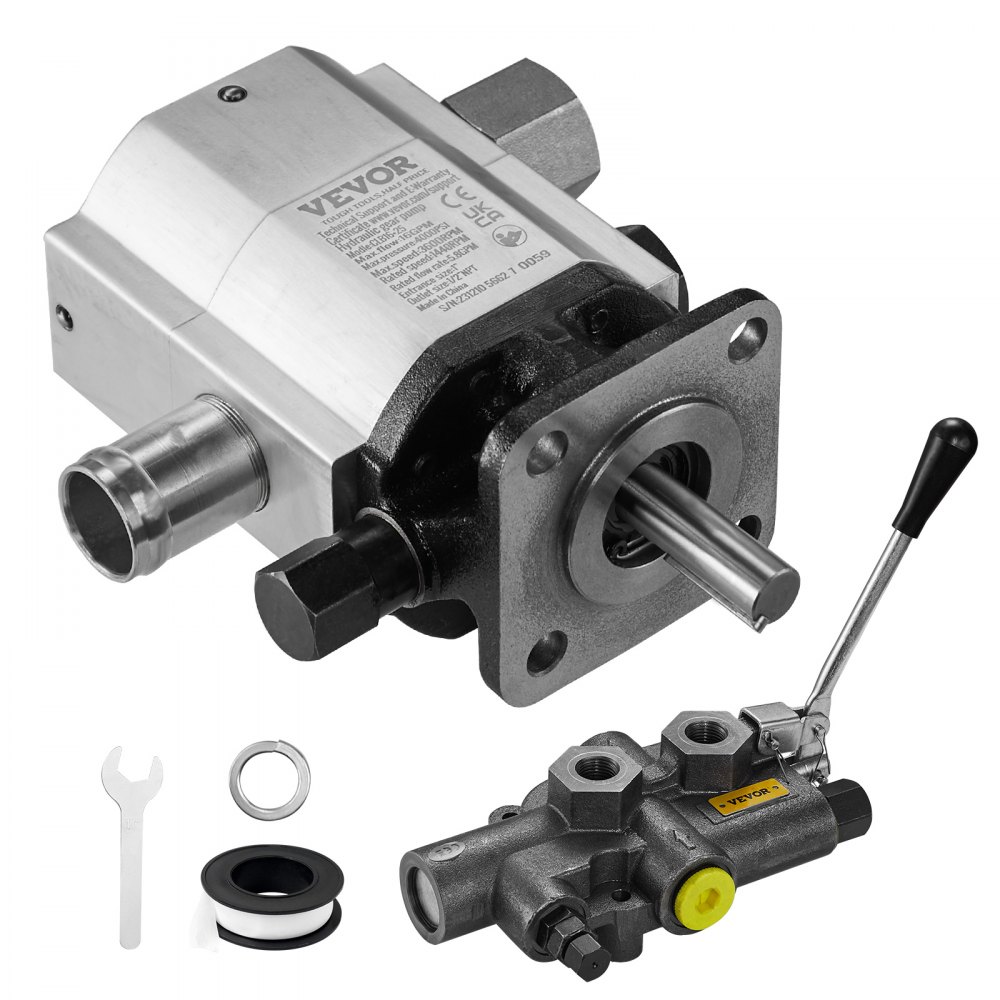 VEVOR Log Splitter Pump Kit 16 GPM Log Splitter Hydraulic Pump 2 Stage Wood Splitter Pump Log Splitter Kit Log Splitter Build Kit with 25 GPM Auto Control Detent Valve 1/2" Work Port for Tracker - CLB16+25KZFTJ0001V0