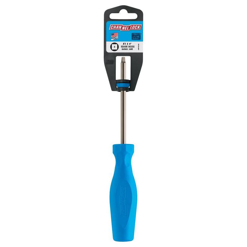 Destornillador con punta magnética de tres lóbulos con cabeza cuadrada #3 de Channellock de 4 pulgadas - R304H
