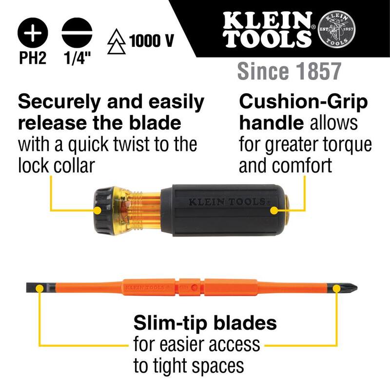 Destornillador aislado con hoja giratoria de 1/4 de pulgada - 32293R de Klein Tools