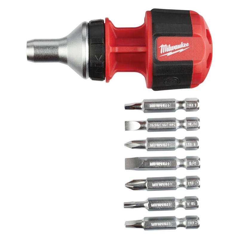 Desarmador de multiusos compacto de trinquete de 8 en 1 de Milwaukee con desarmador de multiusos de trinquete de conducción cuadrada de 9 en 1 (paquete de 2 piezas) - 48-22-2330-48-22-2322