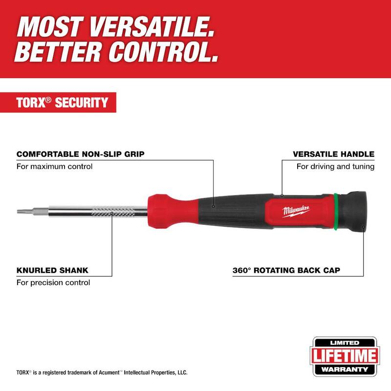 Desarmador de precisión de múltiples puntas TORX para seguridad de 4 en 1 de Milwaukee - 48-22-2931.