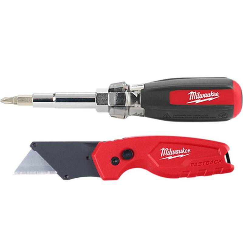 Destornillador multiusos de 13 en 1 con agarre acolchonado y cuchillo plegable compacto FASTBACK - 48-22-2880-48-22-1500 de Milwaukee.