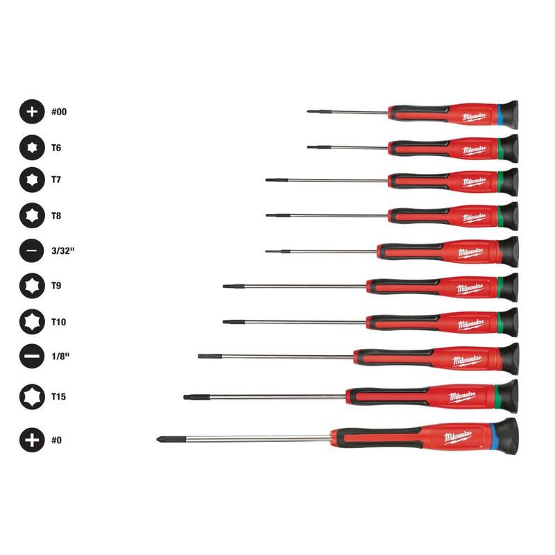 Set de destornilladores de precisión de 10 piezas de Milwaukee con set de destornilladores de variedad de 8 piezas (18 piezas) - 48-22-2612-48-22-2718