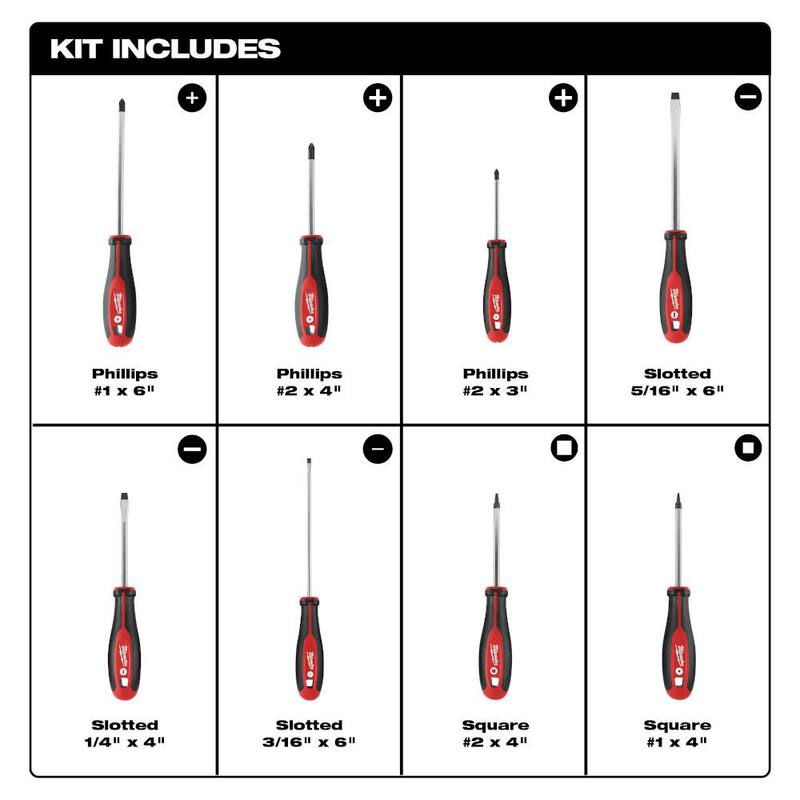 Set de destornilladores de precisión de 10 piezas de Milwaukee con set de destornilladores de variedad de 8 piezas (18 piezas) - 48-22-2612-48-22-2718