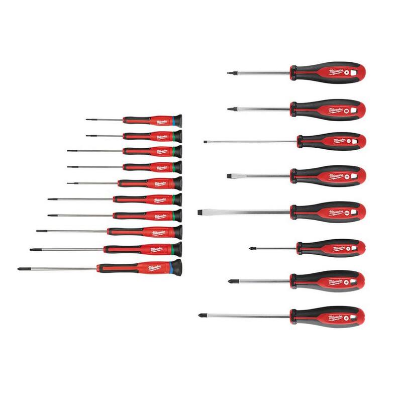 Set de destornilladores de precisión de 10 piezas de Milwaukee con set de destornilladores de variedad de 8 piezas (18 piezas) - 48-22-2612-48-22-2718