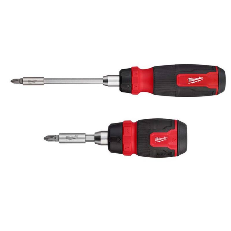 Desarmador multipuntas de trinquete Milwaukee 14 en 1 con desarmador compacto multipuntas de trinquete 8 en 1 (2 piezas) - 48-22-2903-48-22-2913