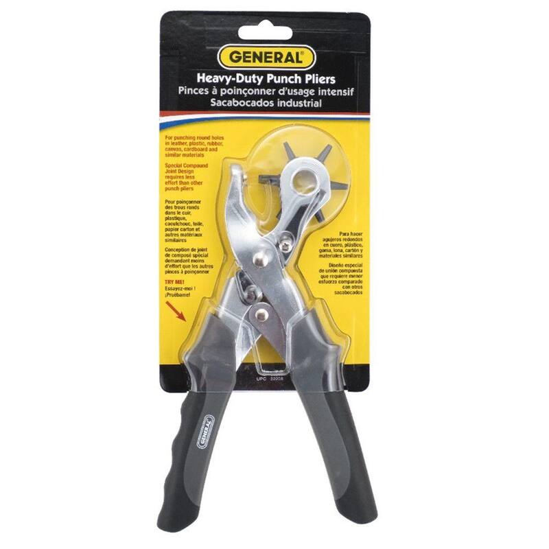Herramienta de perforación de agujeros giratoria de uso pesado con autocierre de General Tools para perforar cuero, cinturones, collares para mascotas, bolsos y más - 73HD