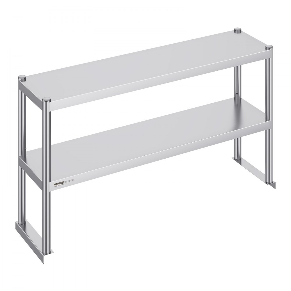 VEVOR Double Overshelf, Double Tier Stainless Steel Overshelf, 12 x 48 Inch Double Deck Overshelf, Height Adjustable Overshelf Prep Work Table for Kitchen, Restaurant and Workshop - CFBXGGZTSCSJV69KNV0