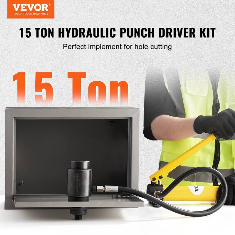 Kit de perforación hidráulica VEVOR, 15 toneladas 1/2 pulgada a 4 pulgadas. Juego de cortadores de agujeros de conducción, KO Tool Kits - SD15T240CR2MM8SYBV0-0613