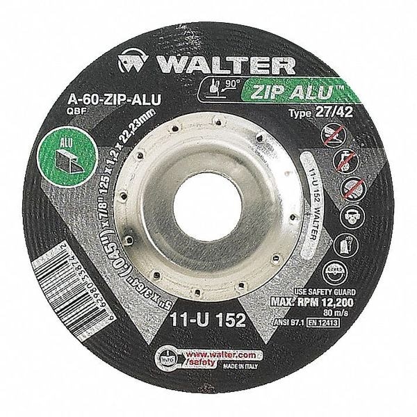 Walter Surface Technologies Rueda de corte de centro deprimido, Tipo 27, 0.0469 pulgadas de grosor, óxido de aluminio - 11U142