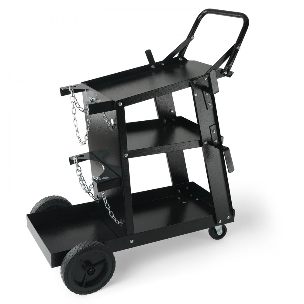 VEVOR Welding Cart, 3-Tier Welder Cart Heavy Duty with 400 Lbs Weight Capacity, 360° Swivel Wheels, Tank Storage Safety Chains, Rolling MIG Welder Cart for TIG, ARC, MMA, Plasma Cutter Welding Machine - SCHJTC400LB18XD9NV0