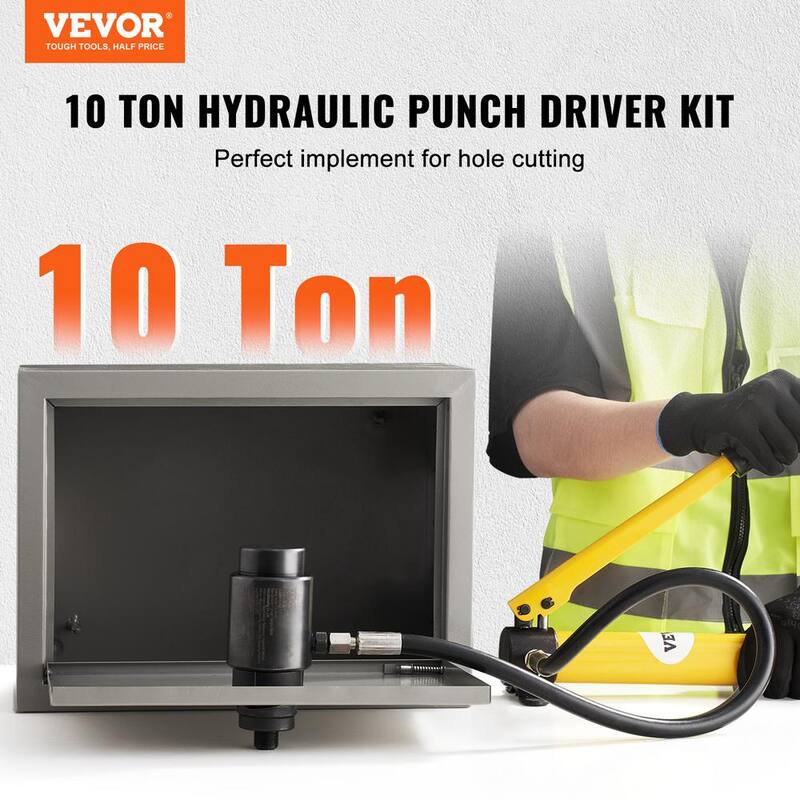 Kit de conductor de punzón hidráulico de 10 toneladas con herramienta de perforación de agujeros de 1/2 a 2 pulgadas y 6 matrices - S10T240CR16MM3UYFV0