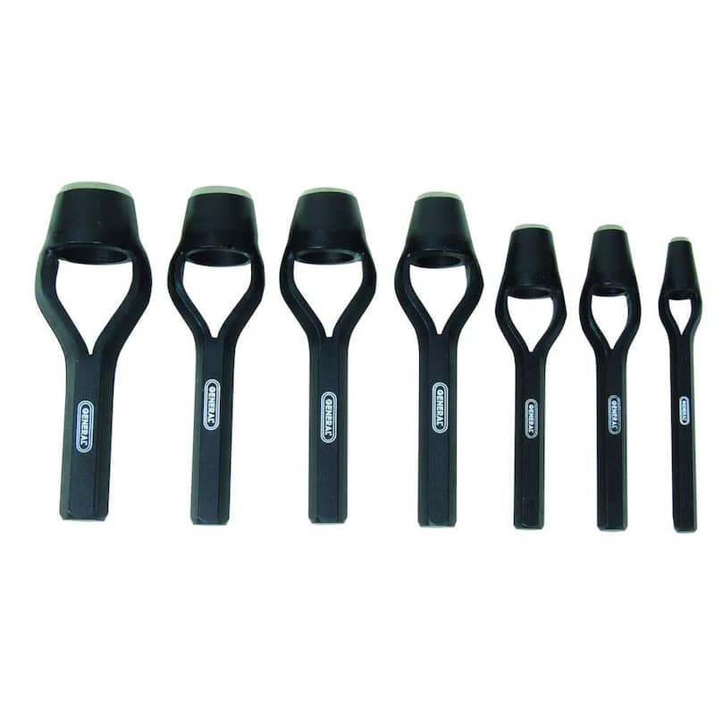 Set de perforadoras de agujeros de arco de acero hueco General Tools (7 piezas) para cuero, lámina metálica, empaques y superficies suaves - 1271ST