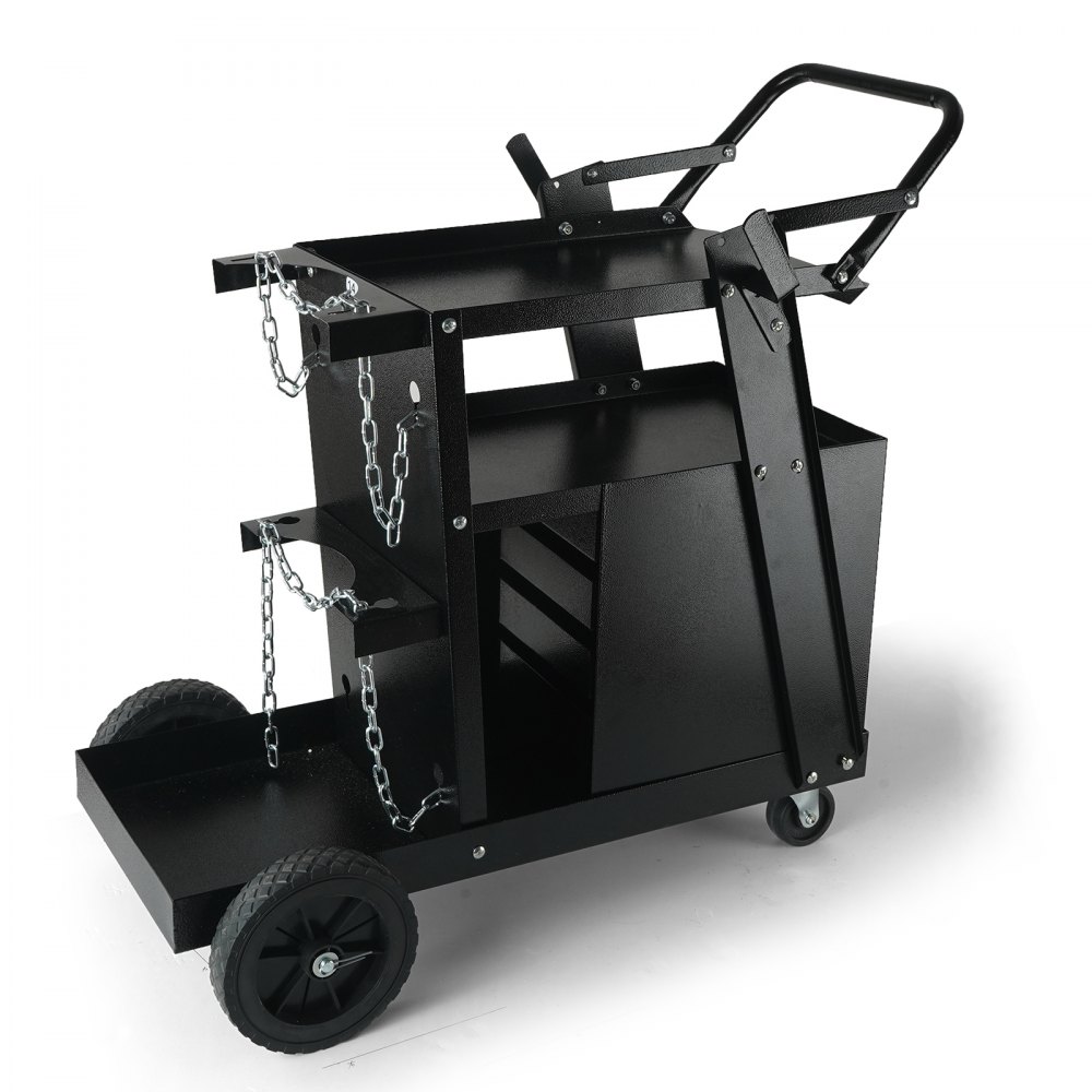 VEVOR Welding Cart, 2-Tier 4 Drawers Welder Cart with 265 LBS Weight Capacity, 360° Swivel Wheels, Tank Storage Safety Chains, Heavy Duty Rolling MIG Welder Cart for Mig Welder and Plasma Cutter - ECSTHJTC265LBXFETV0