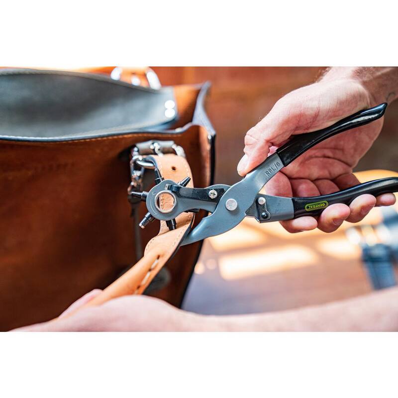 Perforadora de agujeros giratoria de alta resistencia con apertura automática de General Tools para perforar cuero, cinturones, collares para mascotas, bolsos y más - 73