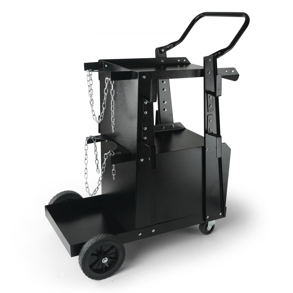 VEVOR Welding Cart, 2-Tier Heavy Duty Welder Cart with Anti-Theft Lockable Cabinet, 265LBS Weight Capacity, 360° Swivel Wheels, Tank Storage Safety Chains, Welding Cabinet for TIG, ARC, Plasma Cutter - ECDCHJTC265LB8FATV0