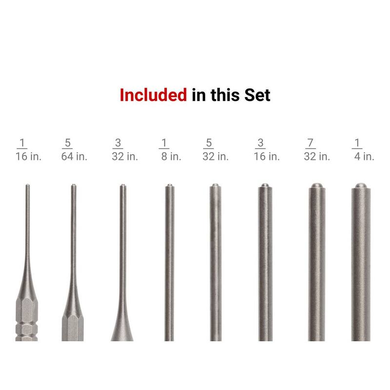 Juego de sacabocados de pasador de rodillo TEKTON de 1/16 a 1/4 de pulgada (8 piezas) - PNC93001