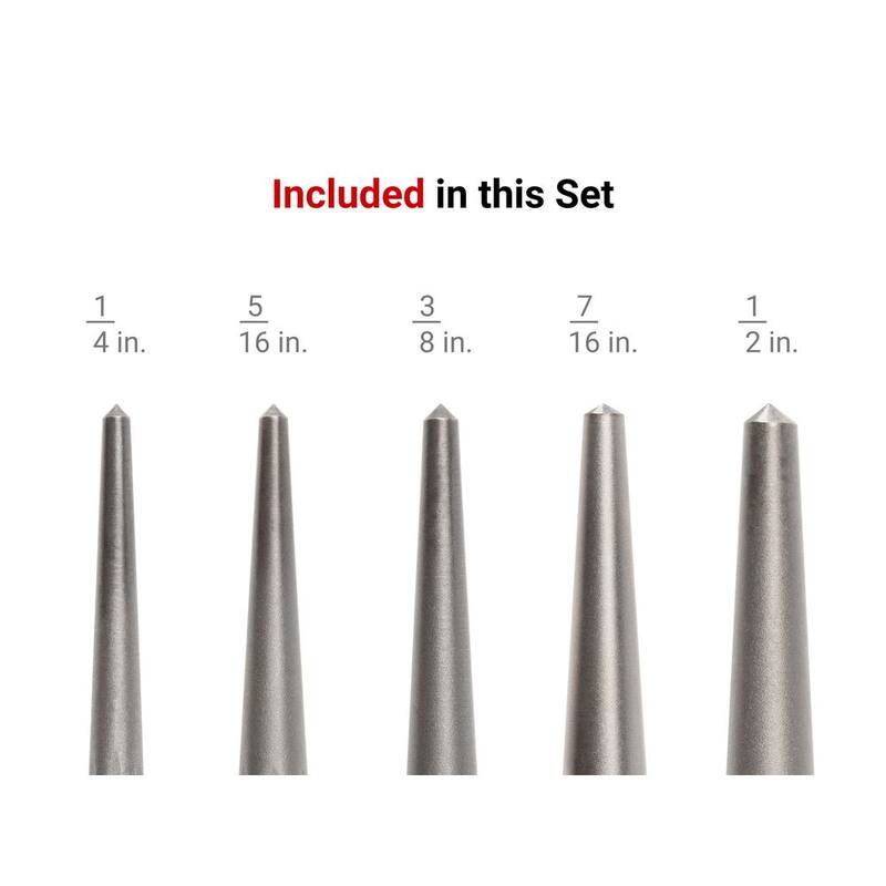 Juego de Punzones Centrales TEKTON de 1/4 a 1/2 pulgadas (5 piezas) - PNC95002