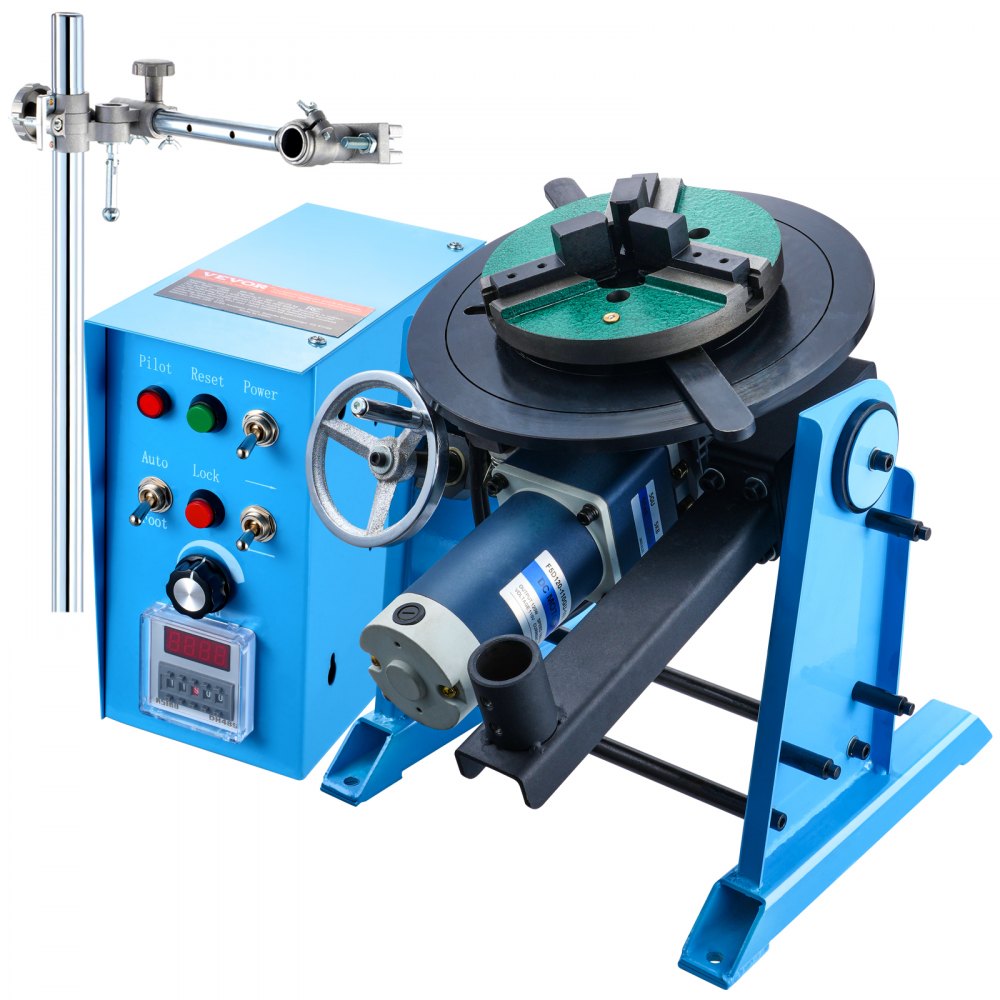 VEVOR Rotary Welding Positioner 50KG, 0-90° Welding Positioning Turntable Table 0.5-6RPM 120W, with 12.4 Inch 3-Jaw Lathe Chuck & Welding Torch Stand Holder for Cutting, Grinding, Assembly, Testing - HJBWJX50KG12BUA9MV1