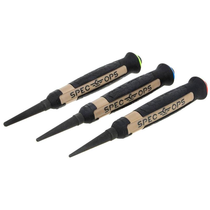Set de clavadoras SPEC OPS de 3 piezas incluye 1/32, 1/16, 3/32 pulgadas, agarre con absorción de impactos, acero de alto carbono - SPEC-N1-3PK