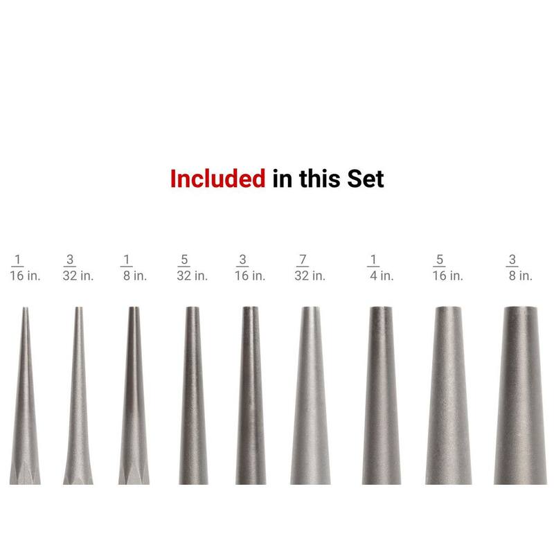 Juego de punzones sólidos TEKTON de 1/6 a 3/8 pulg. (9 piezas) - PNC94001