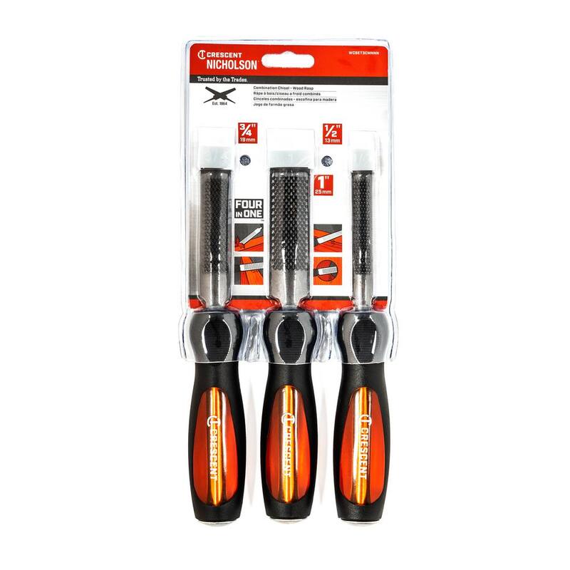 Crescent Nicholson WoodChuck 4-en-1 Combinación Cincel/Lima para Madera (3 Piezas) - WCSET3CMNNN