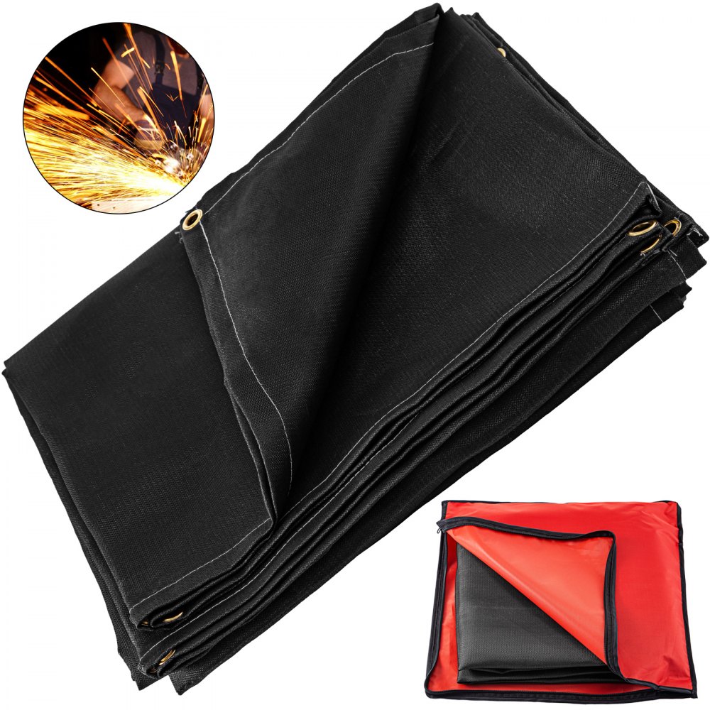 VEVOR 6 x 10 Ft Welding Blanket Black Fiberglass Blanket Portable Fiberglass Fire Retardant Blanket Welding Mat Welding Fireproof Thermal Resistant Insulation With Carry Bag - HT6X10HS000000001V0